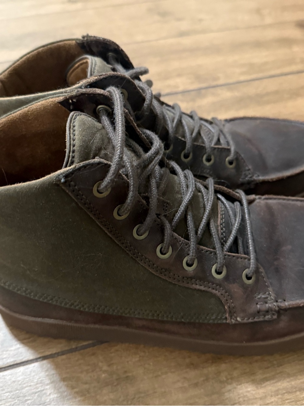 OluKai Men's Dark Brown Suede High-Top Boots